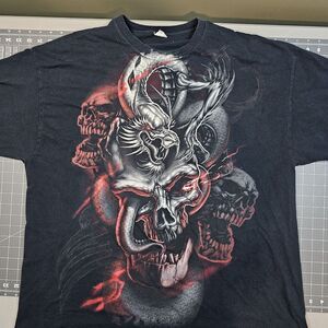 Vintage Tattoo Skull Dragon Tshirt XXL Y2K MMA Biker Mallgoth Cyber Affliction